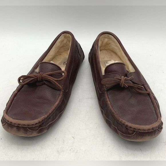 🐻 UGG Ascot Leather Slippers Men’s Size 10 – Chestnut Brown - Picture 1 of 9